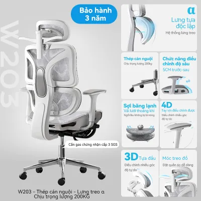 Xpanse W203 Ghế công thái học với lưới đá lạnh thoáng khí và tựa lưng thích ứng ôm sát đường cong cơ thể