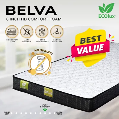 ECOlux - Belva 6 Inch / 8 Inch / 10 inch | HD Comfort Foam Mattress | Best Selling Mattress | Tilam | 3 Years Warranty