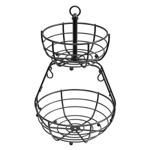 2 Tiers Metal Basket With Detachable Layers and Banana Hook for Kitchen Countertop Storage Organizers