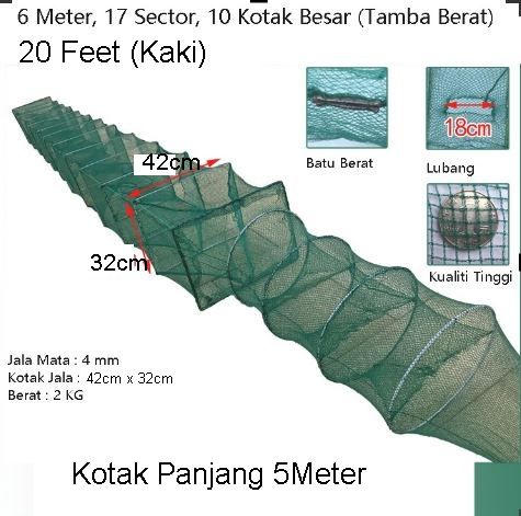 READY STOCK 6M Bubu NAGA Besar Jala 6M (20 Feet / Kaki) Ikan Udang ...