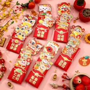 XEANG 6pcs 3D New Year Stretch Red Envelopes Traditional Chinese Style Money Packet Lucky Packing Bag Thickened 2025 Snake Year Money Bag Spring Festival Supplies