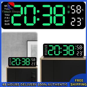 Vktech Digital Alarm Clock Electronic Wall Clock Large Number Display USB Charging Dual Alarm Clock Multifunctional for Bedroom