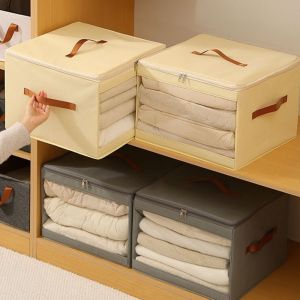 CMIEN7 Non-woven Fabric Square Storage Box Large Capacity Zippered Clear View Clothes Storage Box Practical Waterproof Cabinet Drawer Organizer for Bedroom