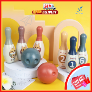 JoyToys Deluxe Quality 6 Pin Colourful Indoor Bowling Games Kids Bowl Sport Toys For Kids Birthday Present Mainan Bola Boling Mainan Bowling Bola Toys Budak Mainan Kids 儿童保龄球玩具套装玩具