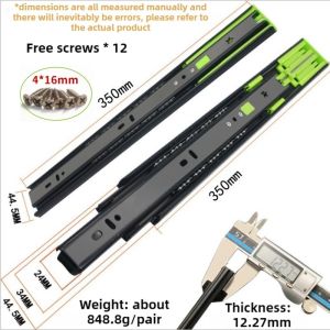 Heavy Duty Drawer Slide 2PCS Full Extension Mute Damping 3 Fold Guide Multiple Sizes With Screws For Desk Drawer Rail