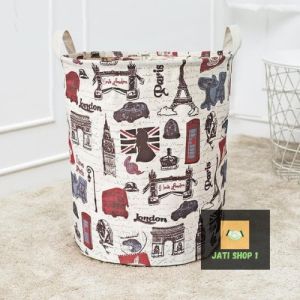 Keranjang Baju Cucian Pakaian Kotor 60 L Laundry Basket Keranjang Lingkaran