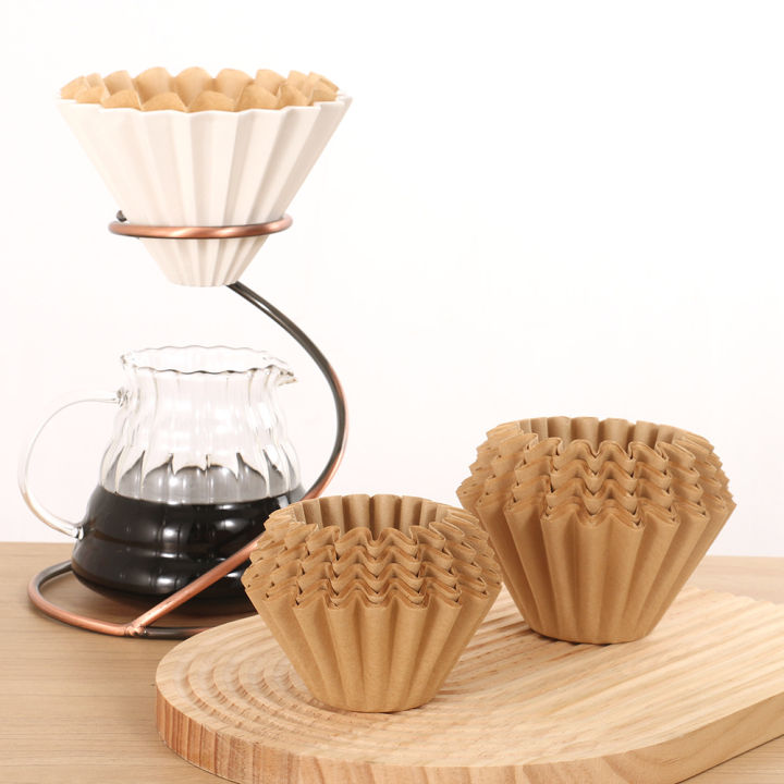 Wood Pulp Filter Paper Cone Filter Paper Coffee Strainer Corrugated Origami Coffee Filter Paper