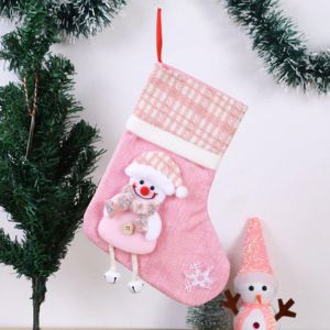 Allieuka Christmas Stocking Pink Fabric Hanging Decor Tree Ornament Fireplace Wall Home Holiday Gift