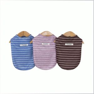 áo thun tay ngắn cho thú cưng sọc ba màu bền bỉ áo thú cưng dễ thương trắng mềm mại và ấm cúng