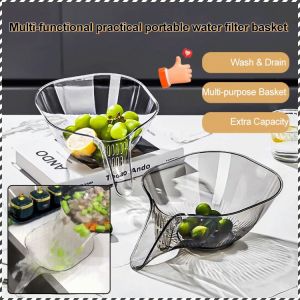 Multi-function Water Filter Basket Fruit Vegetable Drainer Basket Household Kitchen Dish Basin Environmentally Friendly And Non-toxic  多功能沥水篮