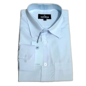 Atasan Polos Lengan Panjang Putih Pria Kemeja Casual Pakaian Bahan Katun ukuran Reguler Basic