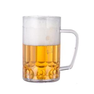 Acrylic Beer Mug with Handle Unbreakable Drinking Glasses Shatterproof Water Tumblers for Indoor Outdoor Dishwasher Safe