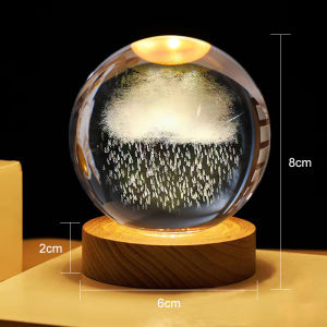 GEEK 3D lamp crystal ball night lamp USB table light with wooden base birthday gift home decor