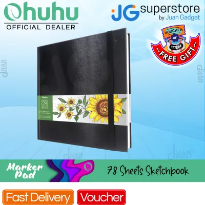 Ohuhu 78 Sheets Marker Pad Sketchbook with 200GSM Heavyweight Paper Anti Bleed Smudge and Feathering for Arts Water / Alcohol Based Coloring and Clean Artworks | JG Superstore