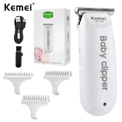 Kemei KM-1319 Baby Hair Clipper Professional USB Hair Trimmer Rechargeable Haircut Machine with 3pcs Limit Combs