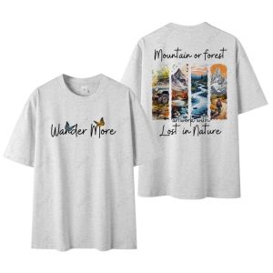 เสื้อยืดสกรีนลาย Wander More แฟชั่นวัยรุ่น Oversize T-Shirt Printed สกรีนหน้า-หลัง Cotton100% 68243#