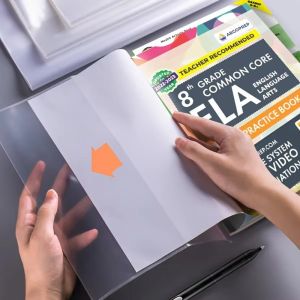 YUNAFIN 10PCS A4/16k/A5 Bìa sách bằng nhựa Không thấm nước Chống mài mòn Bìa sách trong suốt Chất lượng cao Đóng tự dính Bao bảo vệ sách PVC