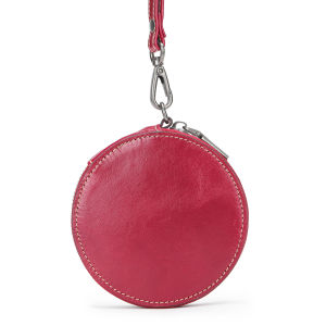 EDERN Round Genuine Leather Coin Purse for Women Retro Cute Zipper Clutch Bag Cowhide Wallet Coin Pouch Mini Storage Bag