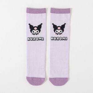 1 Pair Girls Cute Sanrio Kuromi Purple Knee Long Socks Kawaii Cartoon Anime Cotton Children Toddler Middle Tube Socks Gift