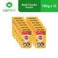 Pedigree Beef Chunks Wet Dog Food in Pouch 130g x 12. 