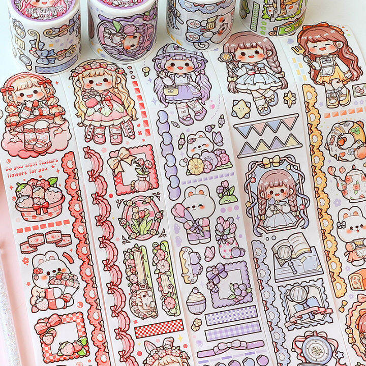 Telado Dodojam Cute Cartoon Girl Sticker Washi Tape (300cm per roll ...