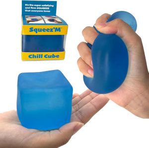 Squishy Sensory Squeeze Toy - Stress Fidget Cube for Kids and Adults Relief from Anxiety While improving Focus and Concentration (One Blue Cube)