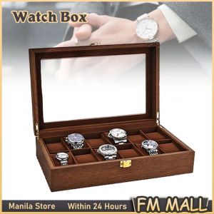 12 Watches Slot Wooden Holder Retro Wooden Watch Display Box Fashion Watch Storage Watch Holder Box