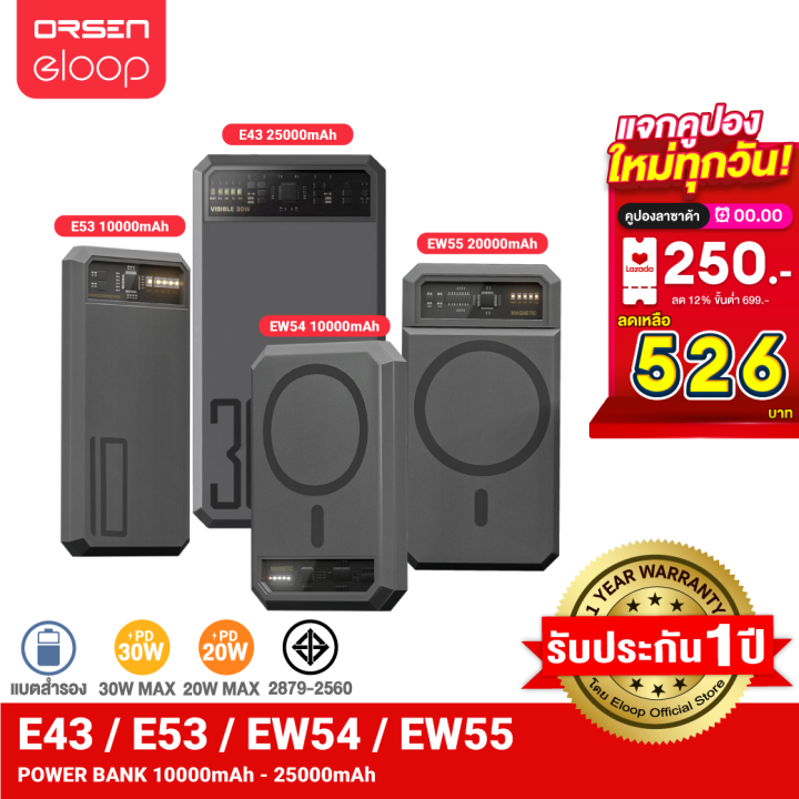 [526บ.ลดทุกวัน] Eloop EW54 EW55 E53 E43 MagCharge 10000mAh 20000mAh ...
