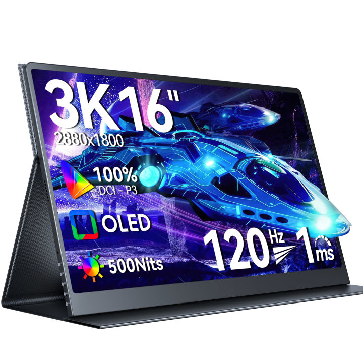 UPERFECT OLED 120HZ Portable Monitor  16inch 3K Mobile Display  100% DCI-P3 laptop monitor extender Contrast Ratio: 100000:1