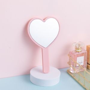 SIRENXI Ngọt ngào Gương có tay cầm trái tim Dễ thương Nhỏ gọn Gương trang điểm tình yêu Mang theo Độ nét cao Gương trang điểm Bé gái