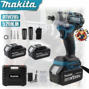MAKITA ประแจไฟฟ้าไร้สาย 18V Brushless แบตเตอรี่ลิเธียม 2 ก้อน ประแจผลกระทบ 520 N M 6200rpm สำหรับ Makita18V