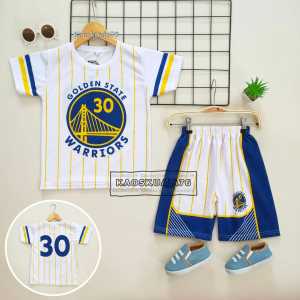 Setelan Baju Basket Anak Laki Bulls Warrior Lakers polyster warna Putih umur 2 Sampai 10 Tahun