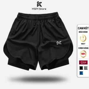 Quần Đùi Short Thể Thao Ngắn 2 Lớp Tập Gym Nam KSM Store Túi Zip Viền Bầu Phù Hợp Chạy Bộ Bơi Q264