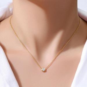 Kalung Titanium Wanita Liontin Permata 1 Anti Karat Selamanya