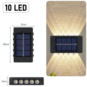 【จัดส่งภายในประเทศ】2PCS 10LED ไฟโซล่าเซลล์ โคมไฟติดผนัง พลังงานแสงอาทิตย์ Solar light สำหรับกลางแจ้ง โคมไฟติดผนังภายนอก