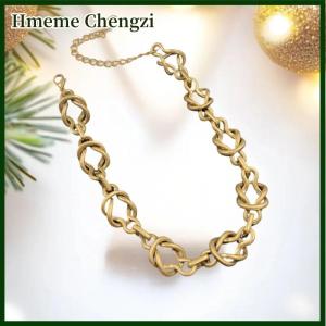 Hmeme Vintage Gold-Plated Exaggerated Necklace Retro Light Luxury Clasp Chain Collar Fashion Jewelry Accessories Gift