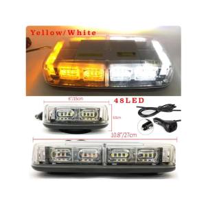 CPA 12-24V 48 LED ROOF TOP STROBE LIGHT WITH STRONG MAGNETIC BASE WATER PROOF (YELLOW/WHITE) (#6908)