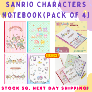 [Direct from Japan] Stock SG 100% Original Sanrio Characters Design Ruled B5 Notebook (Pack of 4)