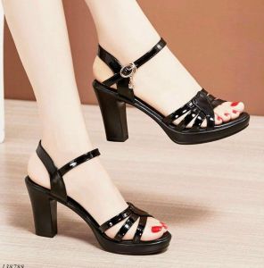 Dép nữ cao gót mẫu quai hậu đan tim gót vuông 7 phân bền đẹp Thời Trang Trung Niên KH 04