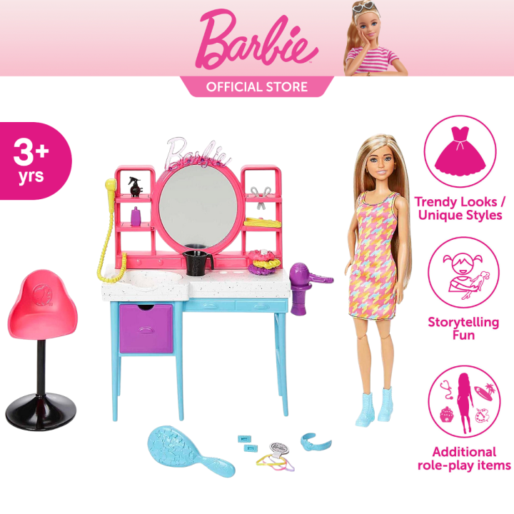 Barbie Fab Totally Hair Salon Doll Playset with 15 Styling