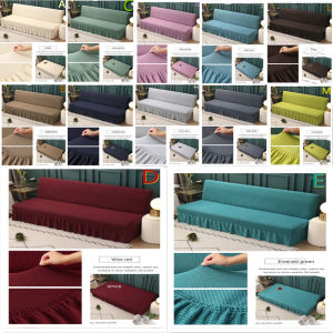 COD+24 hours fast shipping】160-190CM thickened solid color sofa bed with skirt cover universal size armrestless sofa bed cover tightly wrapped non-slip elastic elastic furniture cover