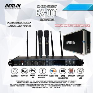 Mic wireless berlin ex001 mik karaoke wireless berlin ex 001 4MIC jarak 300meter