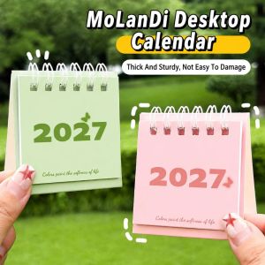 NALANILI Paper Mini Desktop Calendar Freestanding Base Twin-Wire Binding Home Office Calendar Memo Notes Monthly Desk Calendar Home Office