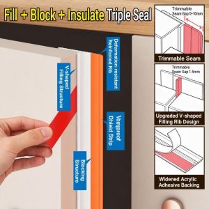 CHLOCH Sự phục hồi mạnh mẽ Dải gioăng cửa tủ Chống thấm nước Tự dính Miếng bịt khe tủ quần áo Chặn Khoảng Trống Chống bụi Miếng lấp khe cửa Cửa tủ quần áo
