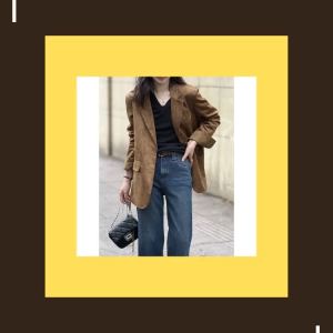 2026 Fall Women Faux Suede Blazer Vintage Oversized Loose Suit Jacket Casual Outerwear