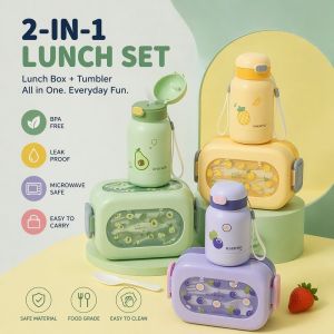 Lunch Box Tumbler Set Leakproof Microwave Safe School Picnic Food Container Lunch Box for Kids