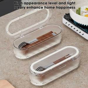 ⭐️【Local warehouse+COD】⭐Kitchen Chopsticks Organizer Cutlery Storage Box Dish Rack With Drain Pan Utensil Drawer Spoons