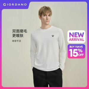 Giordano Beau Monde Men Starlight embroidery long sleeve tee Free Shipping 13026645