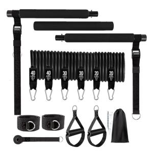 Bộ dụng cụ thanh Pilates với tập luyện Băng tập đàn hồi cho chân hông eo và thể dục tập thể dục cánh tay