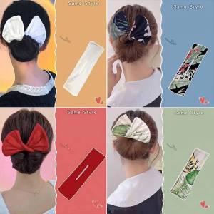 ENSHS fashion hair ponytail hair band Deft Bun Wire Bow Curler Printing Magic Clip Twist Simple Curler